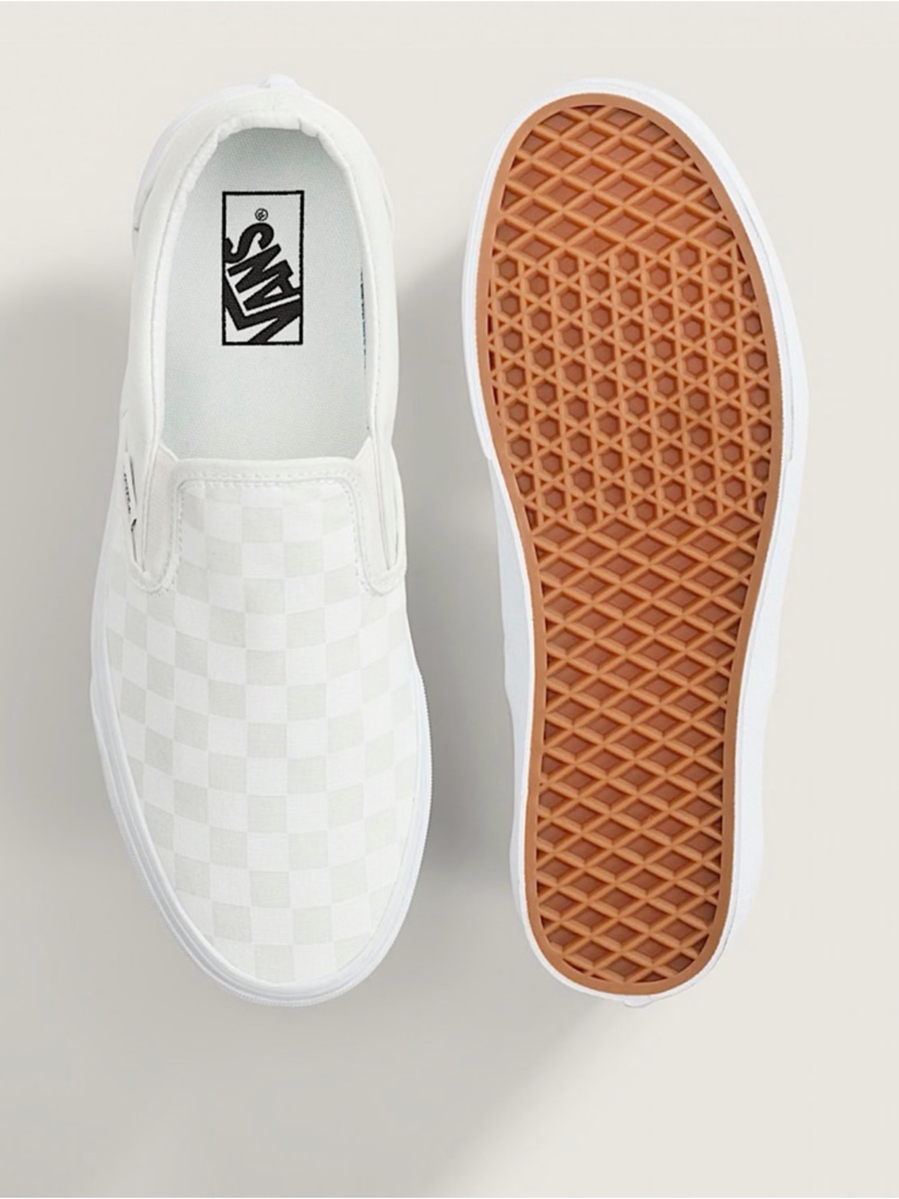 Vans White Slip-On Checkerboard Show